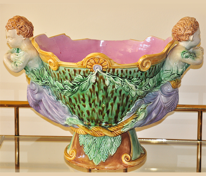 3184 19th c majolica jardinere